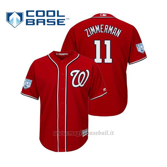 Maglia Baseball Uomo Washington Nationals Ryan Zimmerman Cool Base Entrenamiento De Primavera 2019 Rosso
